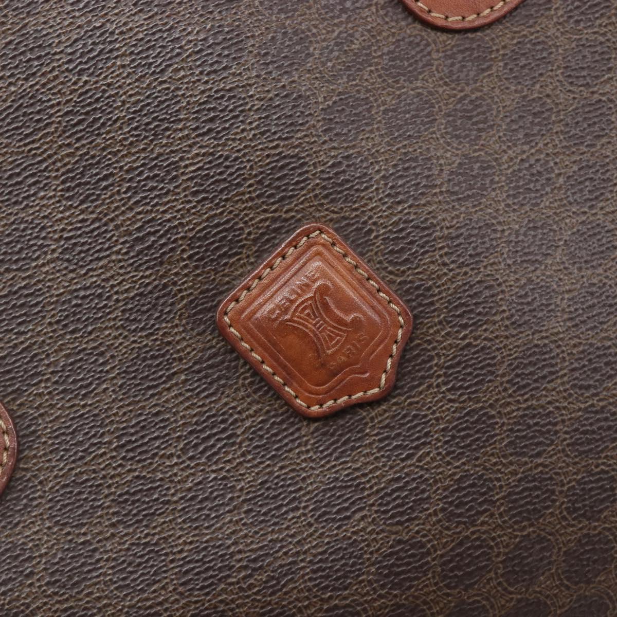 CELINE Macadam Hand Bag PVC Leather Brown Gold Tone Auth ep15677
