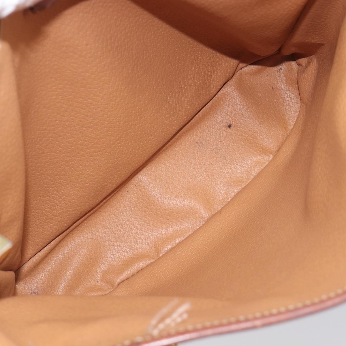 CELINE Macadam Hand Bag PVC Leather Brown Gold Tone Auth ep15677