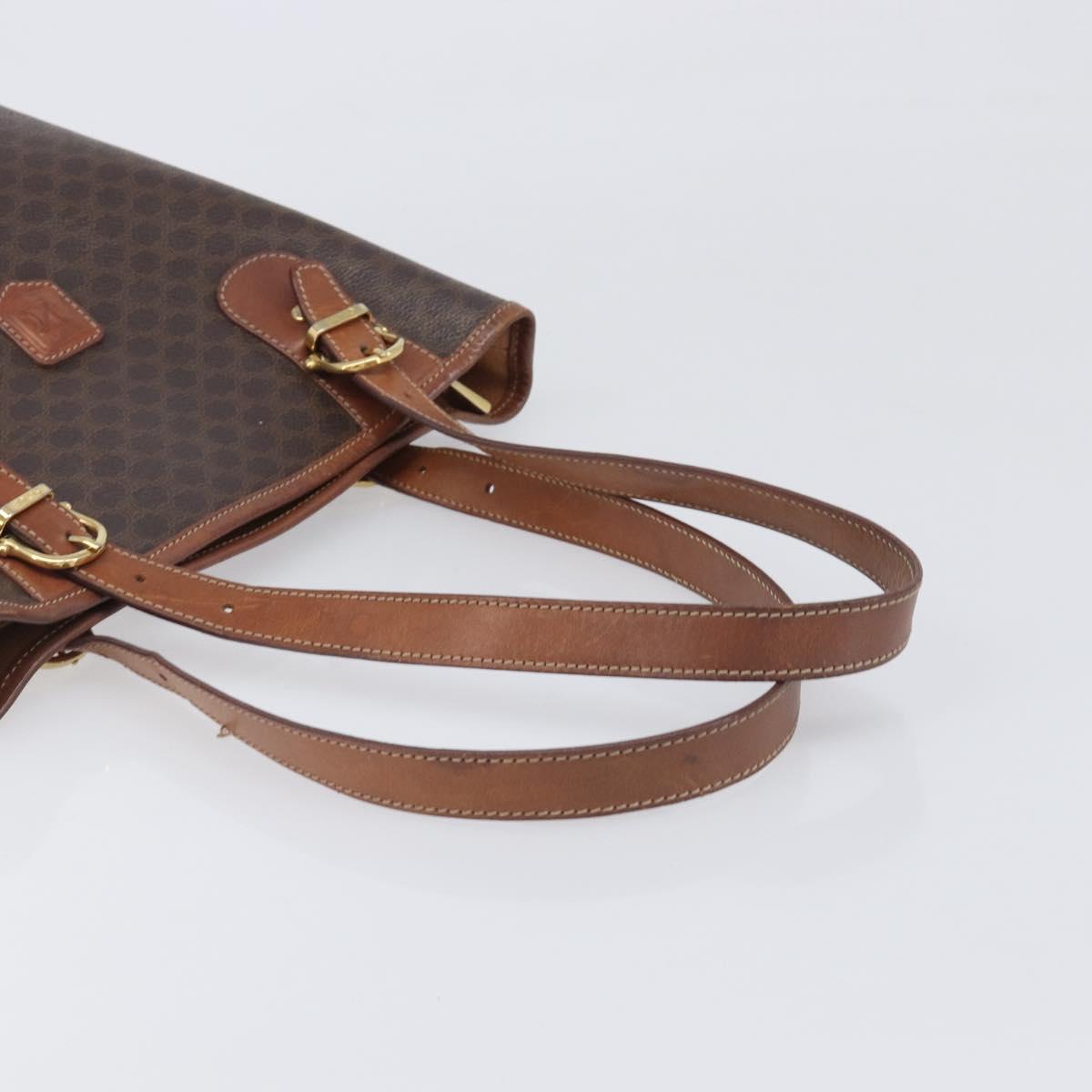 CELINE Macadam Hand Bag PVC Leather Brown Gold Tone Auth ep15677