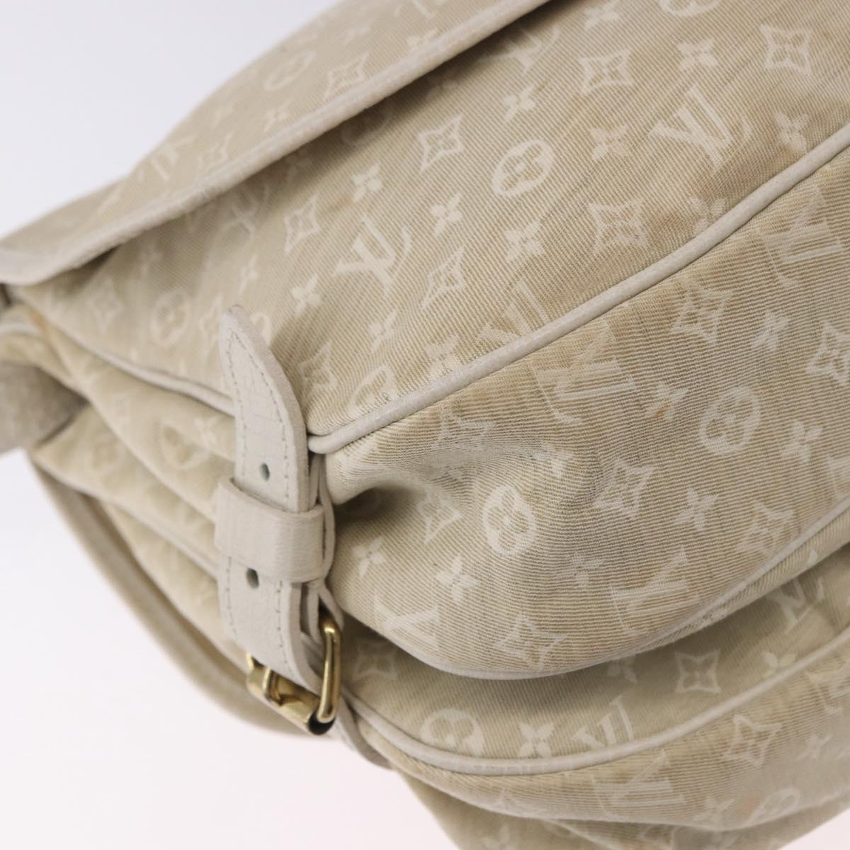 LOUIS VUITTON Monogram Mini Lin Saumur 30 Bag Ivory Dunne M95314 LV Auth ep15678