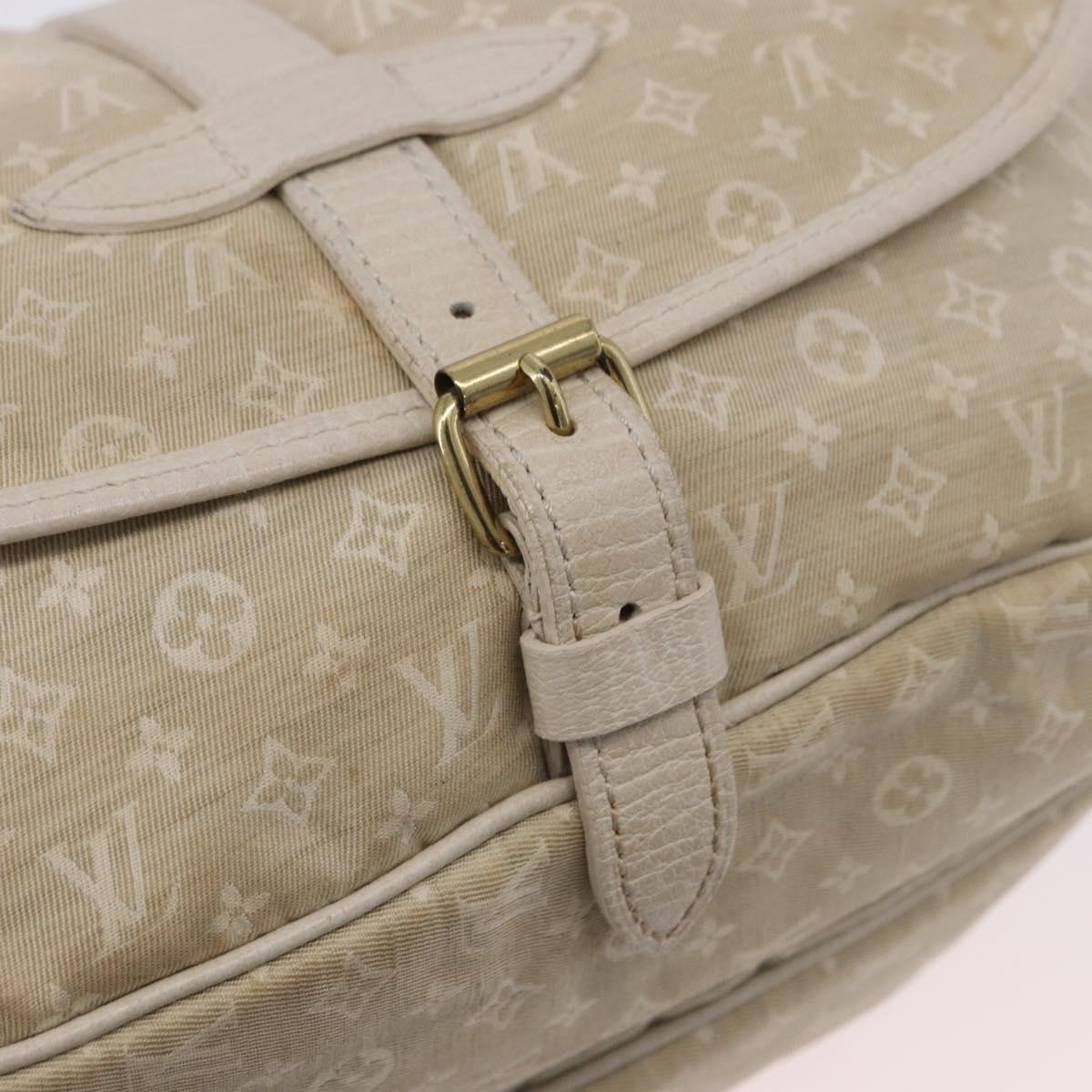 LOUIS VUITTON Monogram Mini Lin Saumur 30 Bag Ivory Dunne M95314 LV Auth ep15678