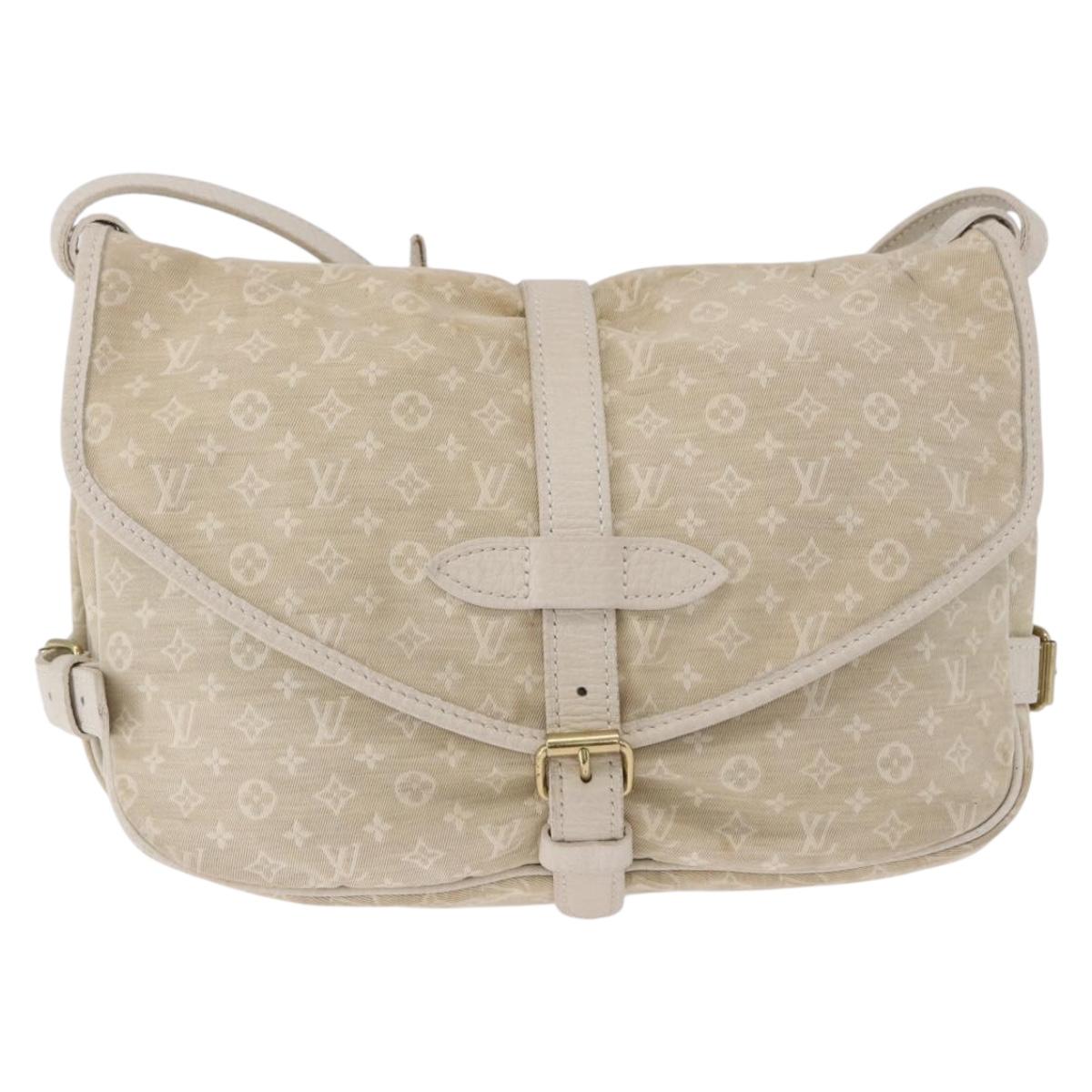 LOUIS VUITTON Monogram Mini Lin Saumur 30 Bag Ivory Dunne M95314 LV Auth ep15678