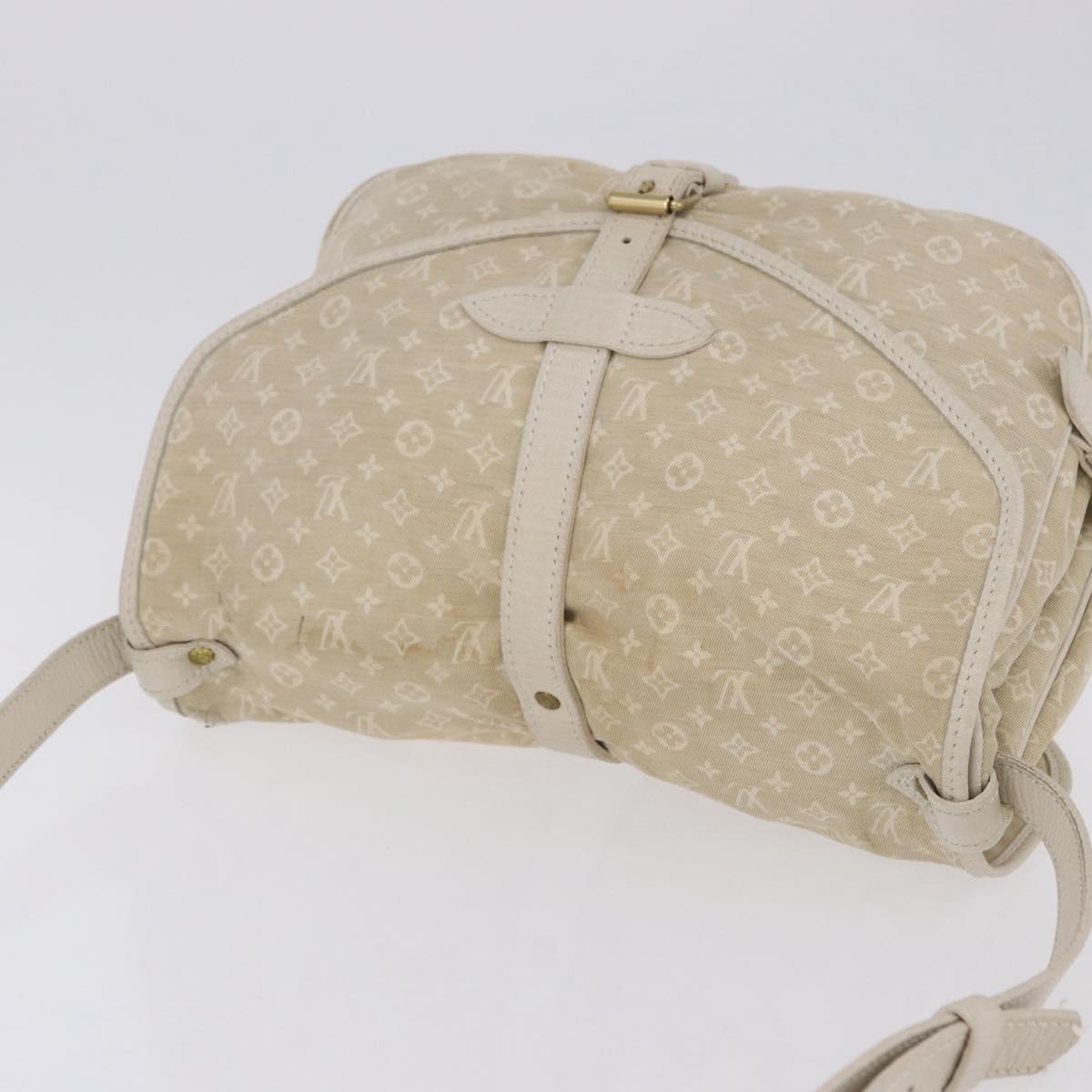 LOUIS VUITTON Monogram Mini Lin Saumur 30 Bag Ivory Dunne M95314 LV Auth ep15678