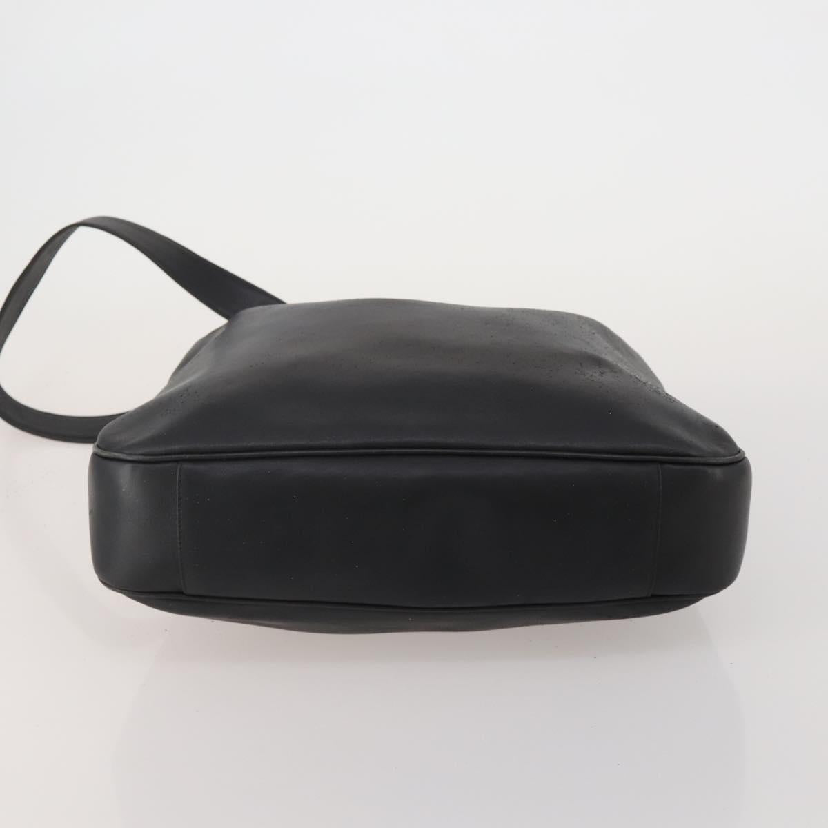 GUCCI Bamboo Hand Bag Leather Black Gold Tone Auth ep15679