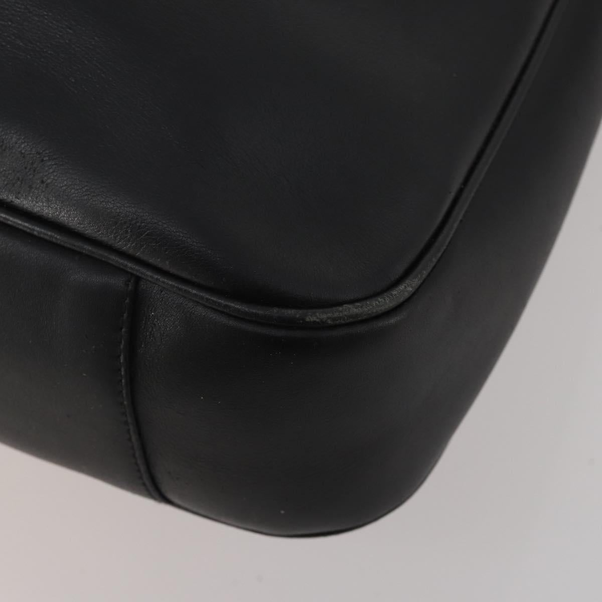 GUCCI Bamboo Hand Bag Leather Black Gold Tone Auth ep15679