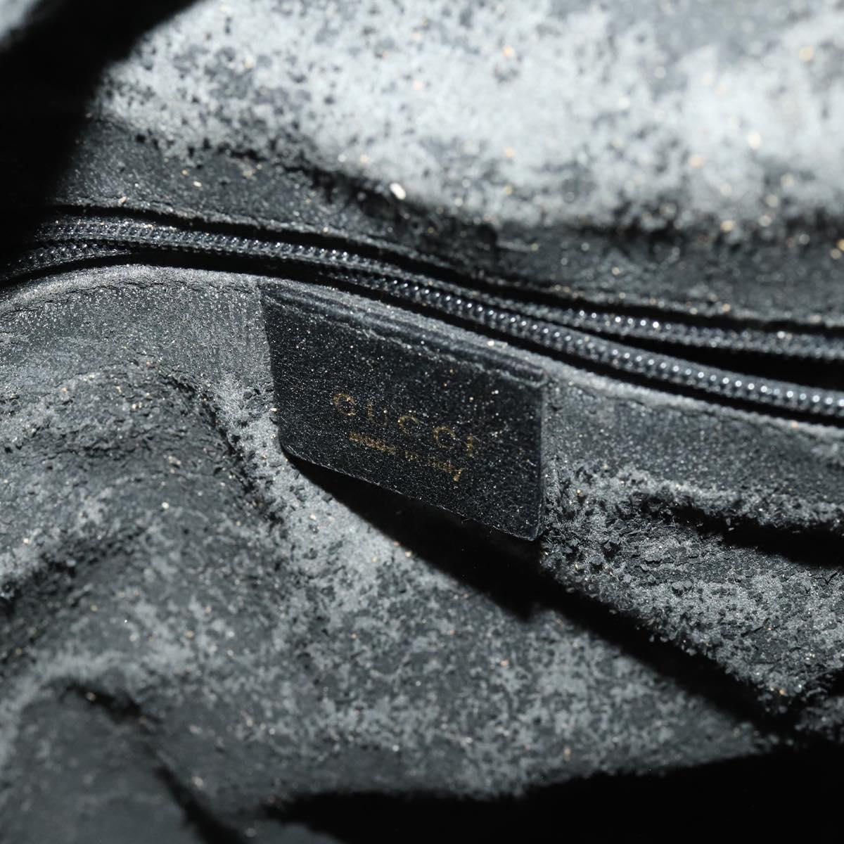 GUCCI Bamboo Hand Bag Leather Black Gold Tone Auth ep15679