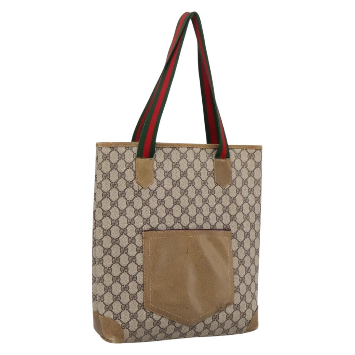 GUCCI GG Supreme Tote Bag PVC Leather Beige 47 02 4120 Auth ep15688
