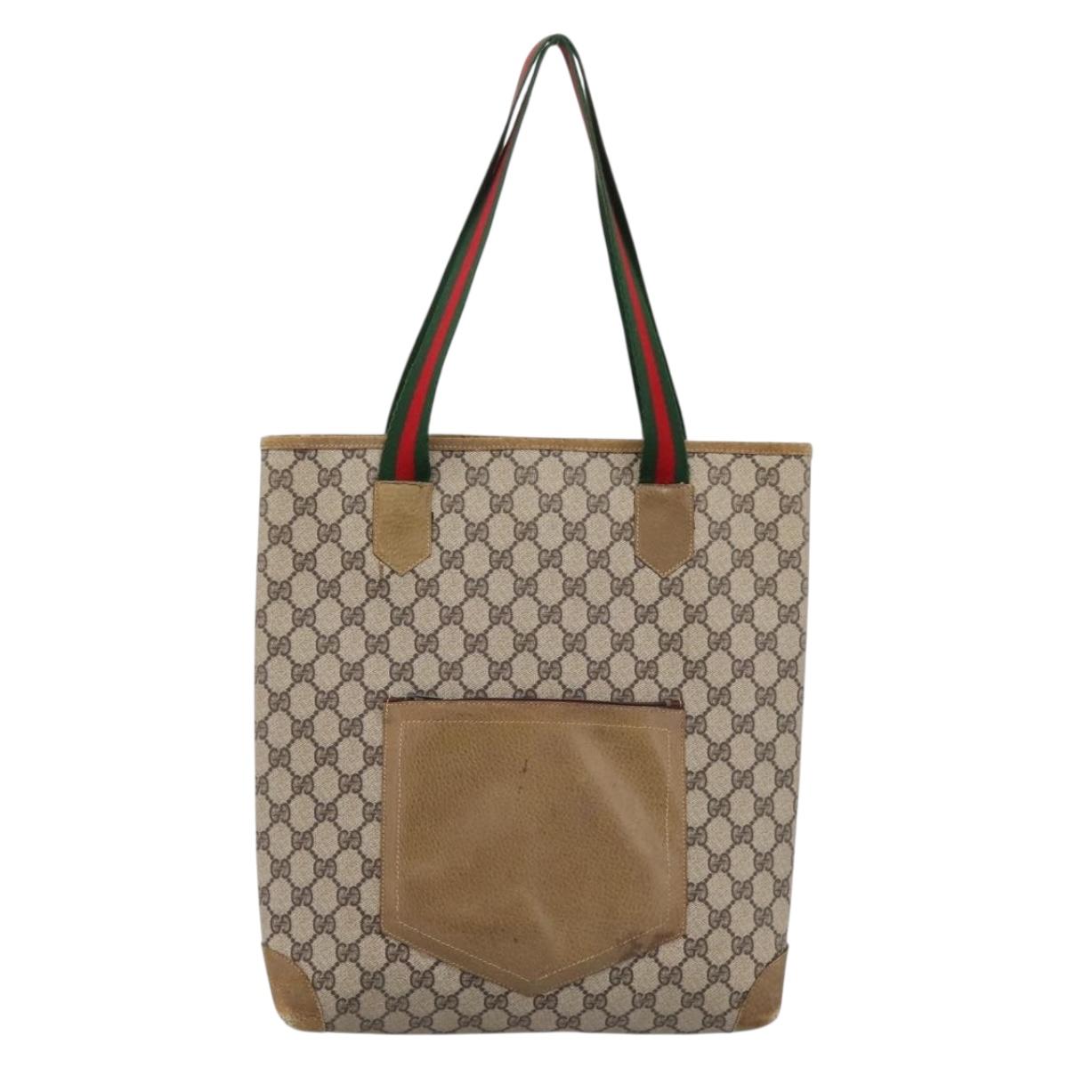 GUCCI GG Supreme Tote Bag PVC Leather Beige 47 02 4120 Auth ep15688