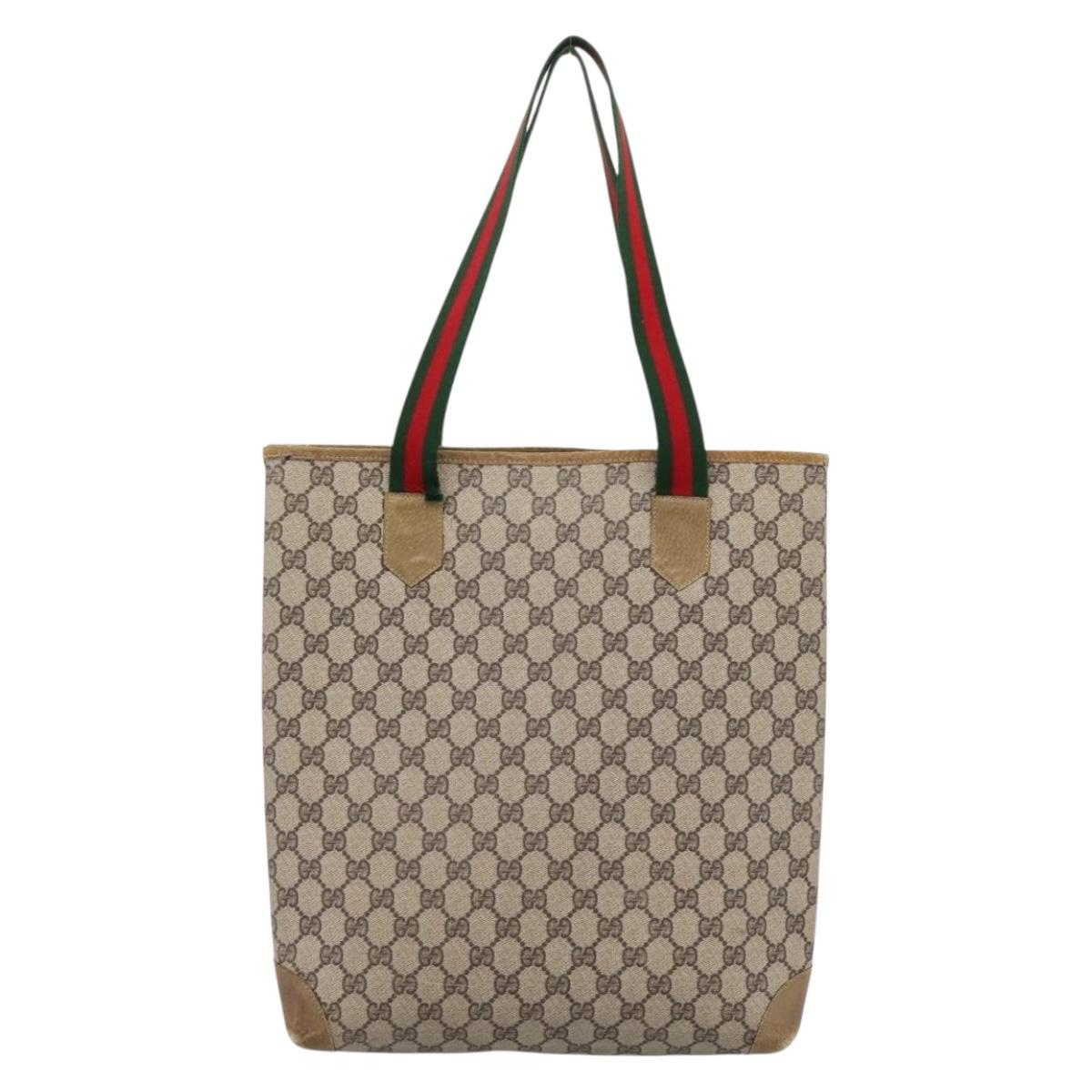 GUCCI GG Supreme Tote Bag PVC Leather Beige 47 02 4120 Auth ep15688
