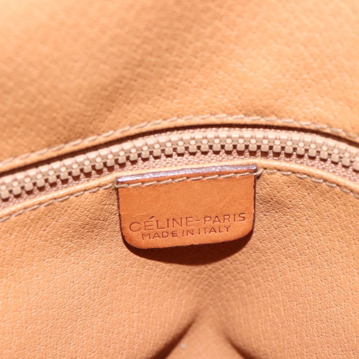CELINE Macadam Shoulder Bag PVC Leather Beige Gold Tone Auth ep15690