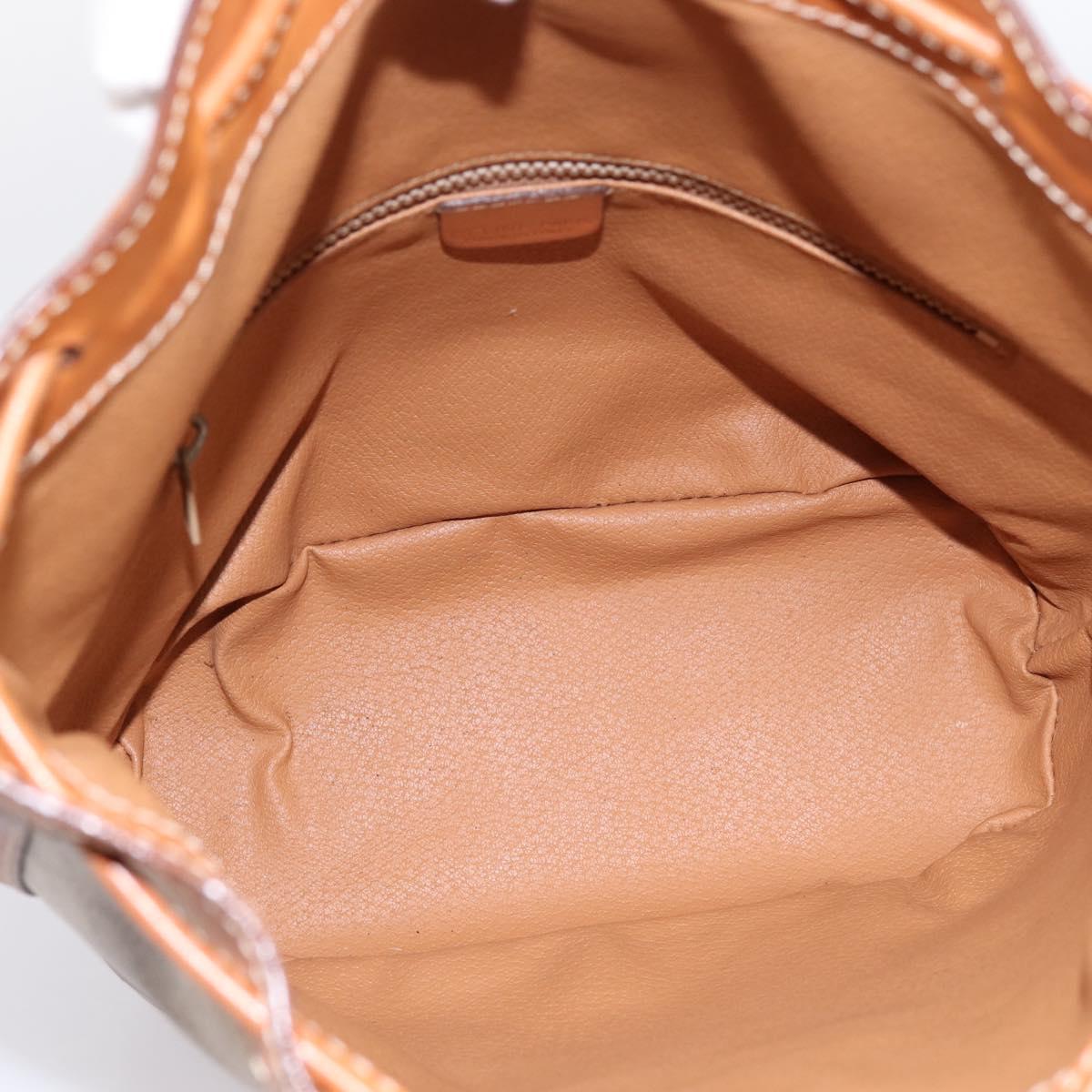 CELINE Macadam Shoulder Bag PVC Leather Beige Gold Tone Auth ep15690