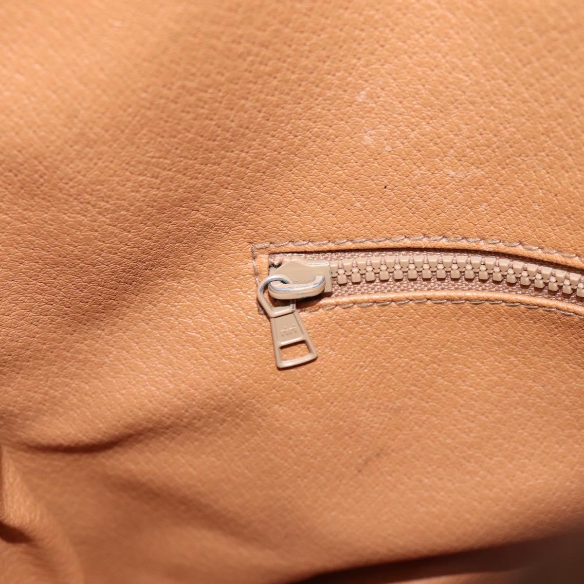 CELINE Macadam Shoulder Bag PVC Leather Beige Gold Tone Auth ep15690