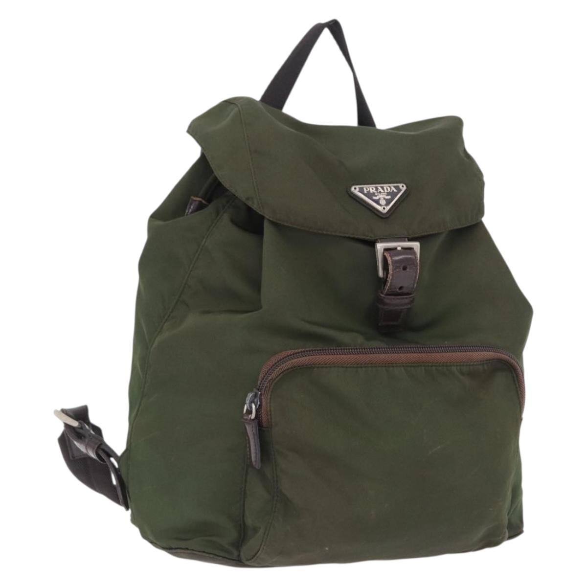 PRADA Backpack Nylon Green Silver Auth ep15691