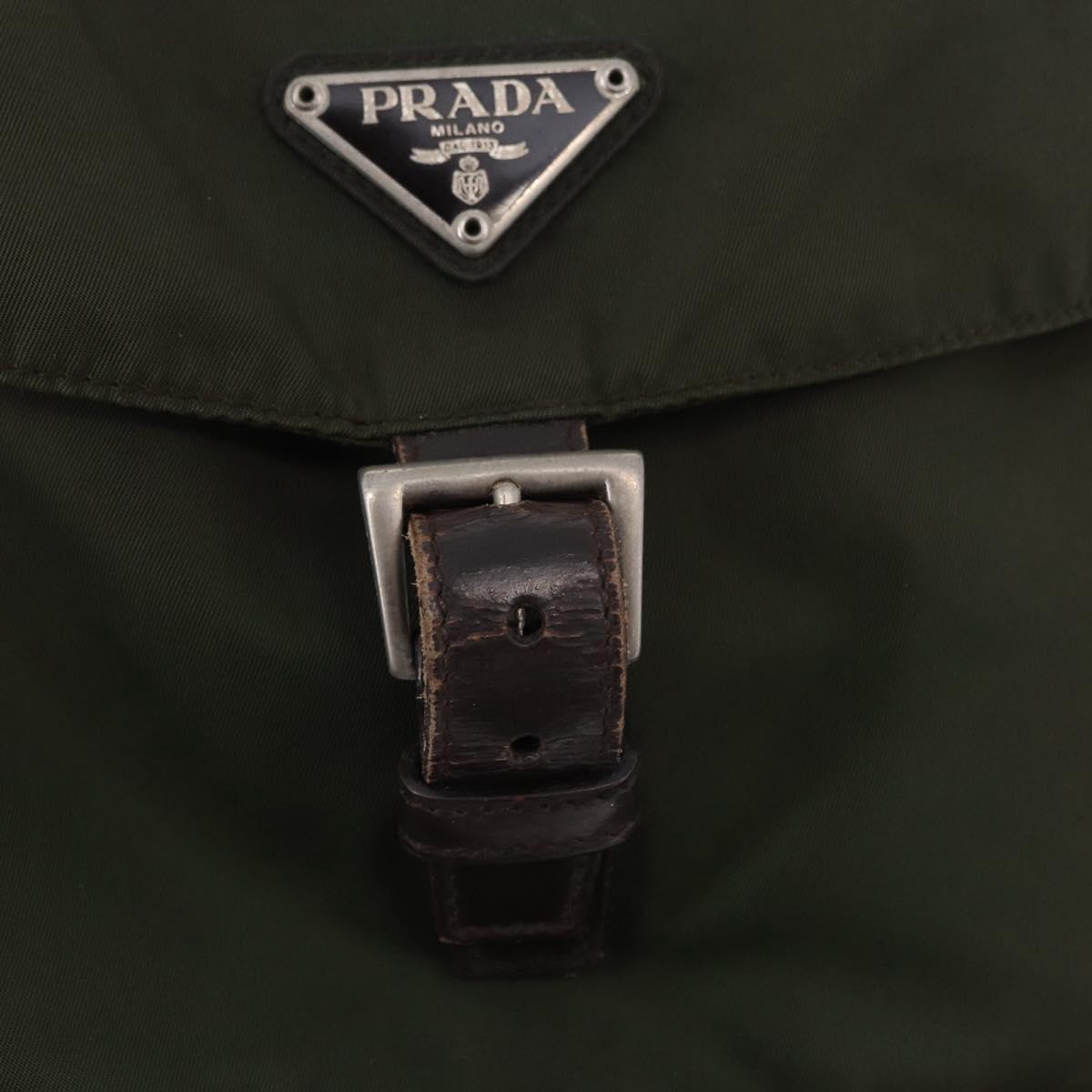 PRADA Backpack Nylon Green Silver Auth ep15691