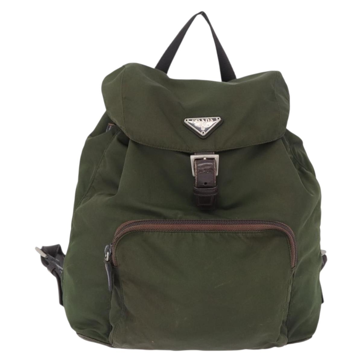 PRADA Backpack Nylon Green Silver Auth ep15691