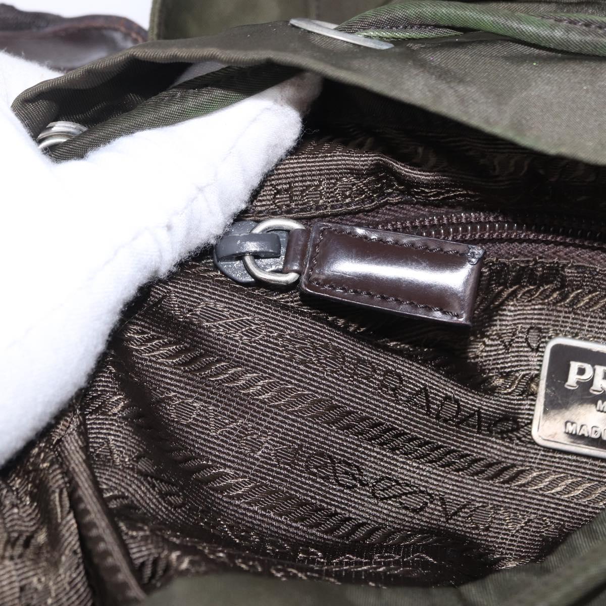 PRADA Backpack Nylon Green Silver Auth ep15691