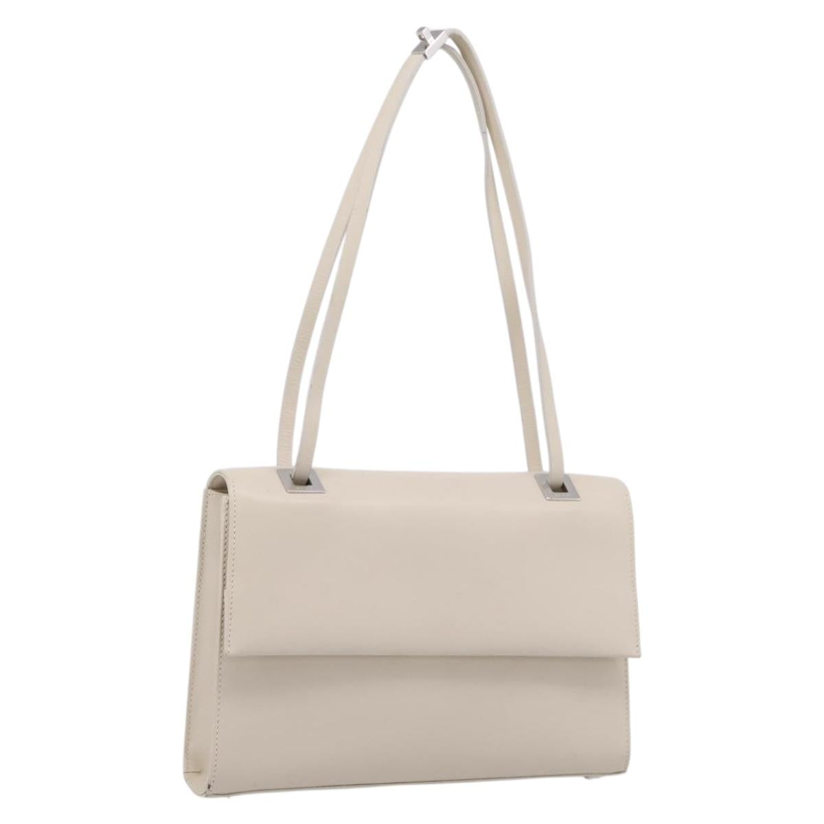 GUCCI Hand Bag Leather White Silver 001 3160 Auth ep15692