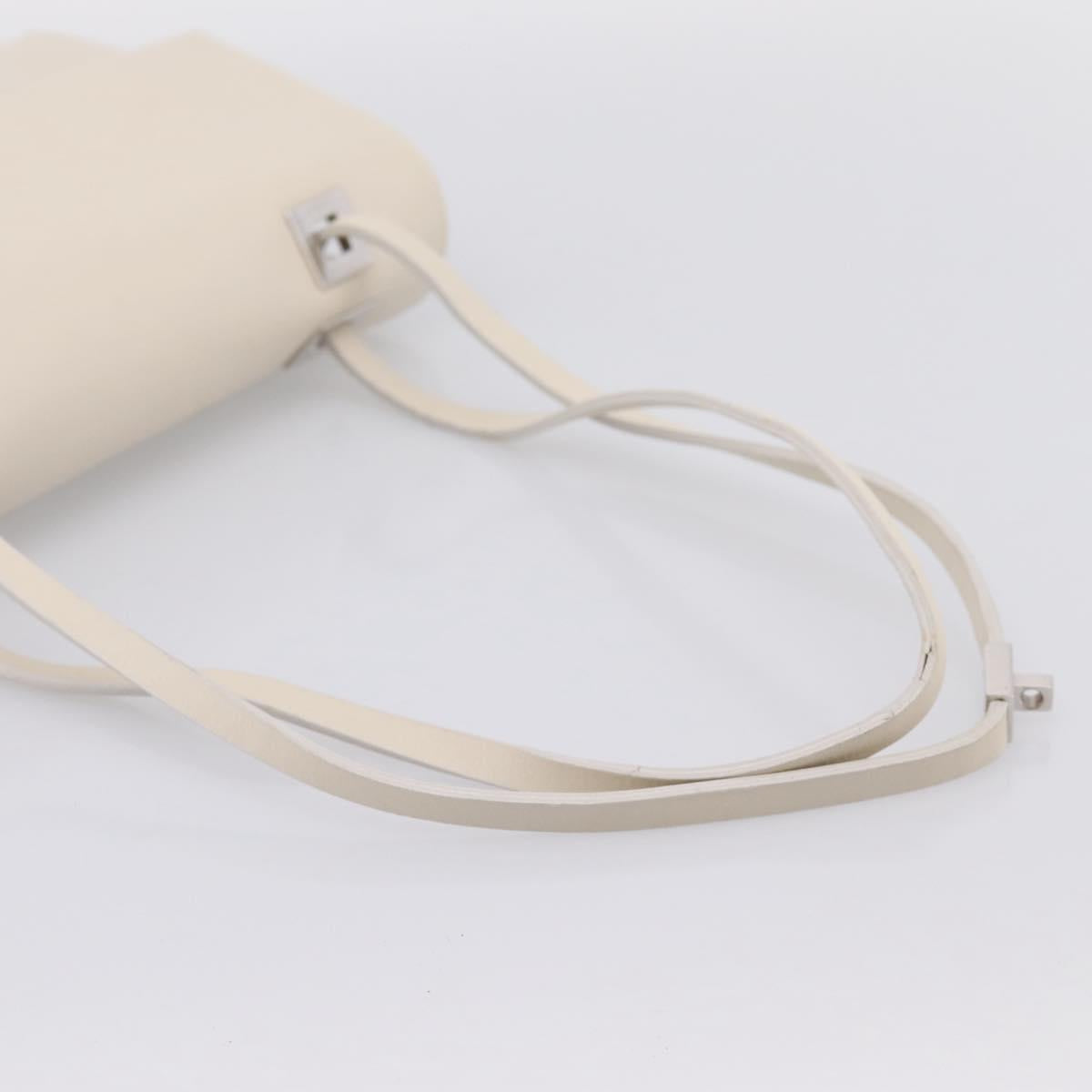 GUCCI Hand Bag Leather White Silver 001 3160 Auth ep15692