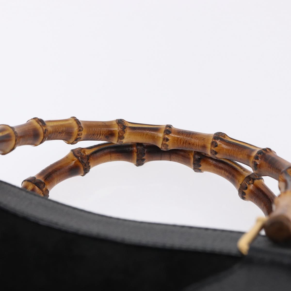 GUCCI Bamboo Hand Bag Suede Black Gold Tone 002 1186 0260 Auth ep15693
