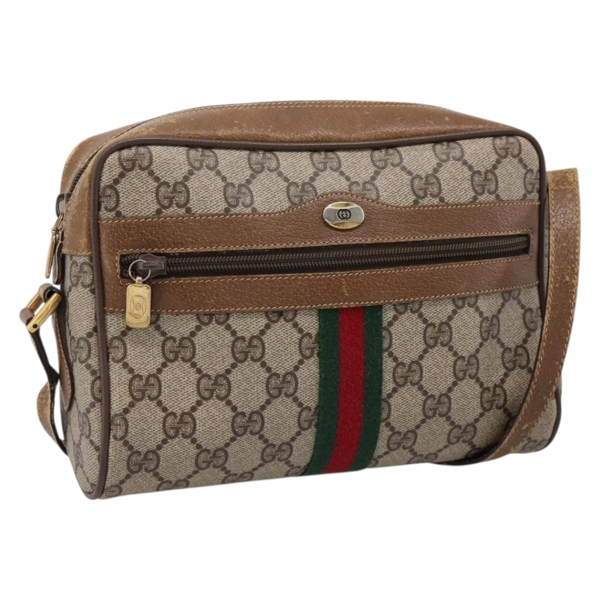 GUCCI GG Supreme Web Sherry Line Shoulder Bag PVC Beige 56 02 004 Auth ep15694