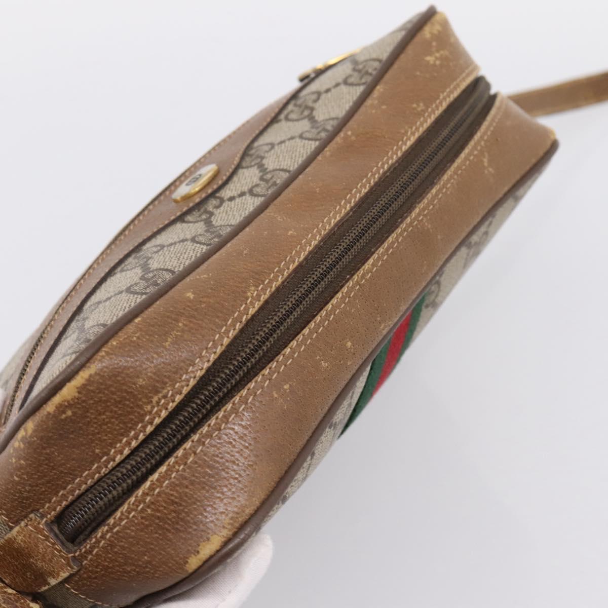 GUCCI GG Supreme Web Sherry Line Shoulder Bag PVC Beige 56 02 004 Auth ep15694