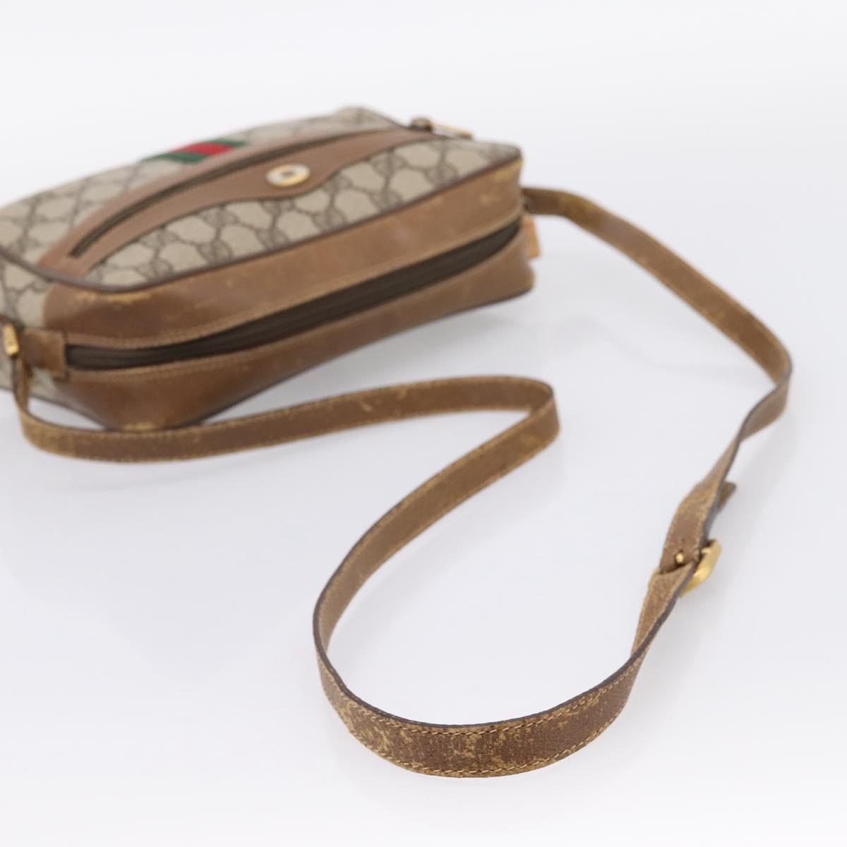 GUCCI GG Supreme Web Sherry Line Shoulder Bag PVC Beige 56 02 004 Auth ep15694