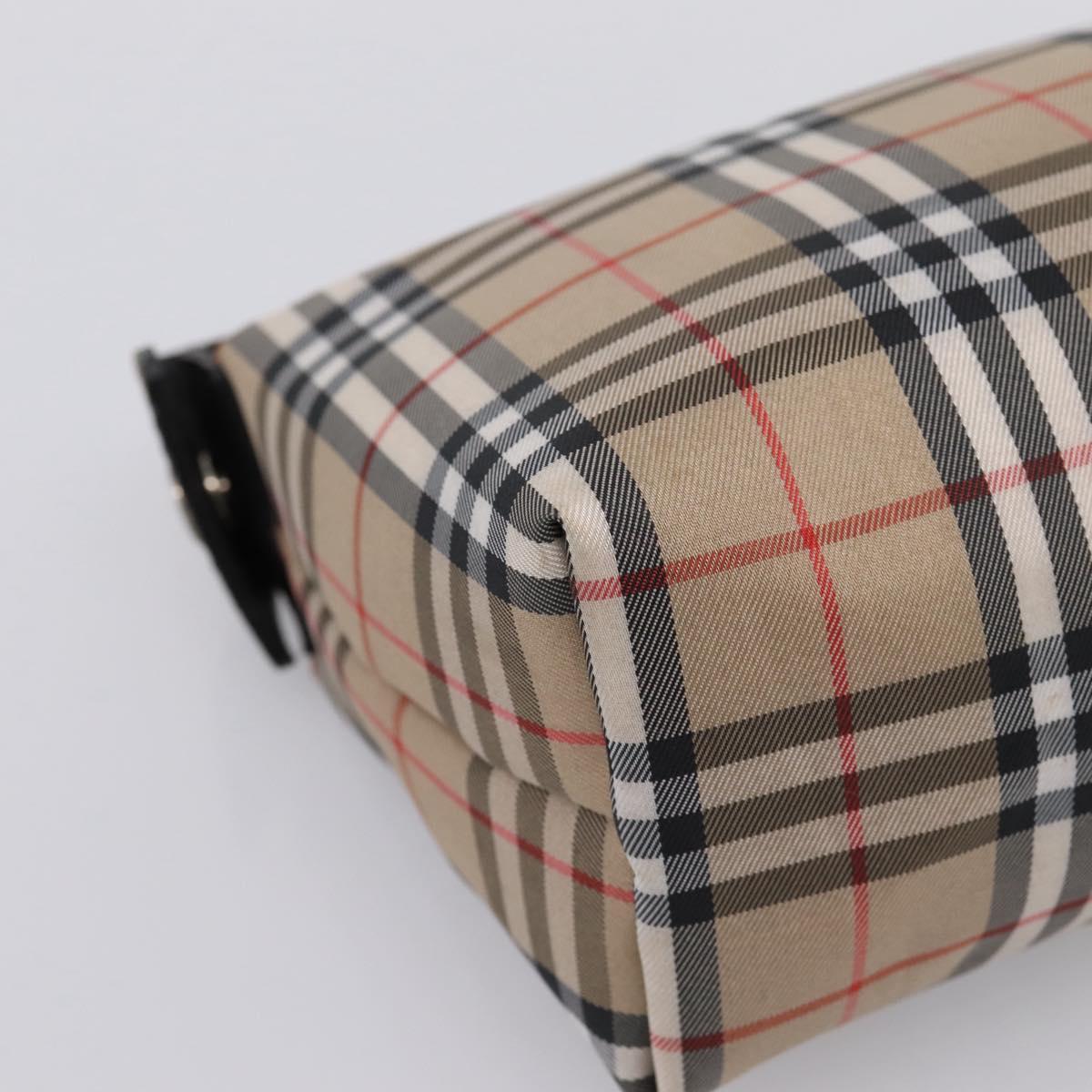 BURBERRY Nova Check Hand Bag Canvas Beige Silver Auth ep15695
