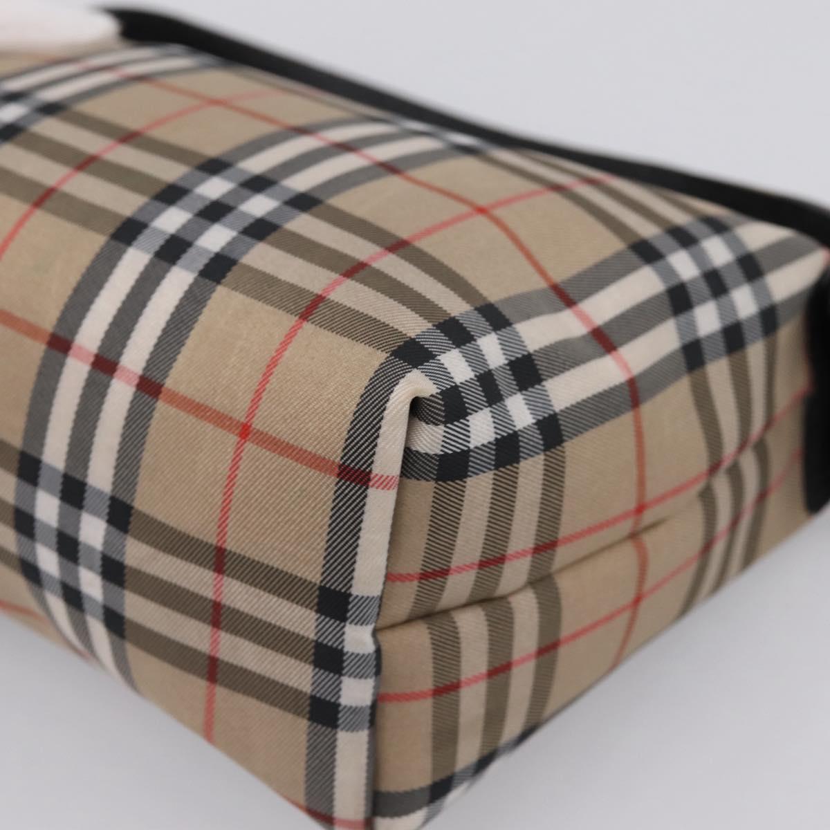 BURBERRY Nova Check Hand Bag Canvas Beige Silver Auth ep15695