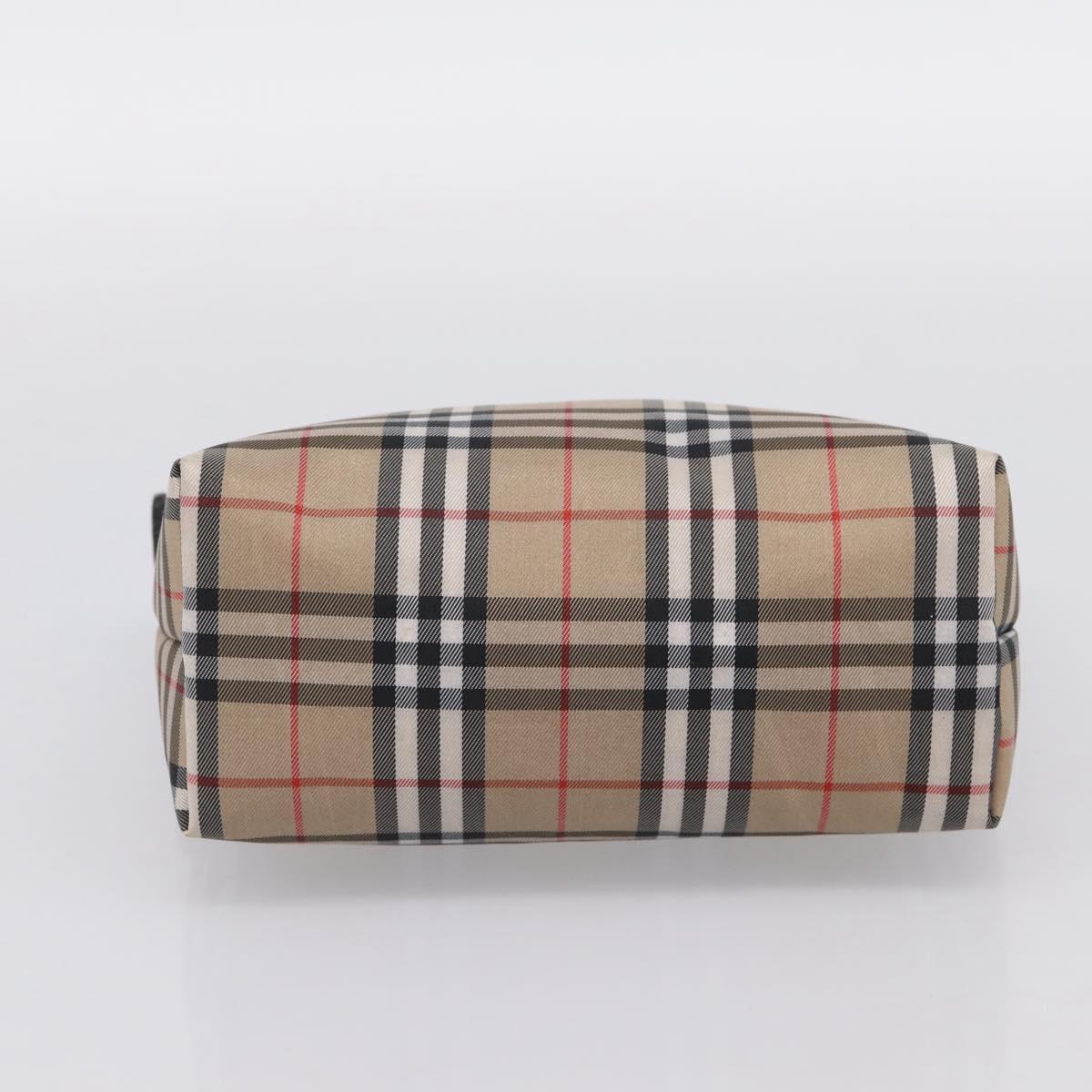 BURBERRY Nova Check Hand Bag Canvas Beige Silver Auth ep15695