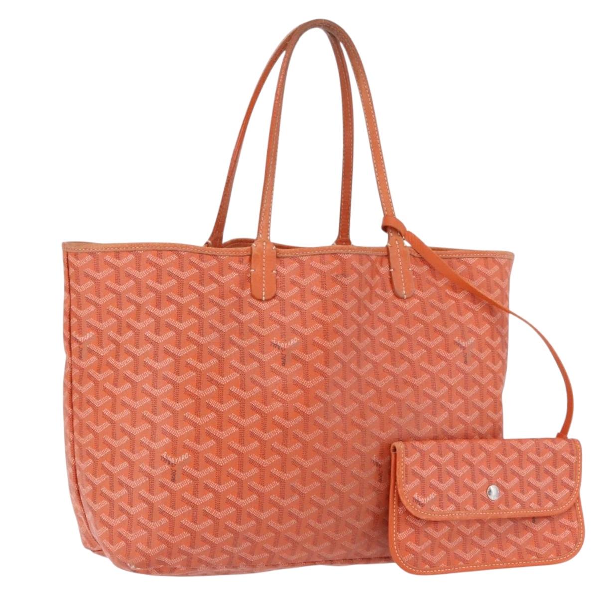 GOYARD Herringbone Saint Louis PM Tote Bag PVC Leather Orange Auth ep15698A