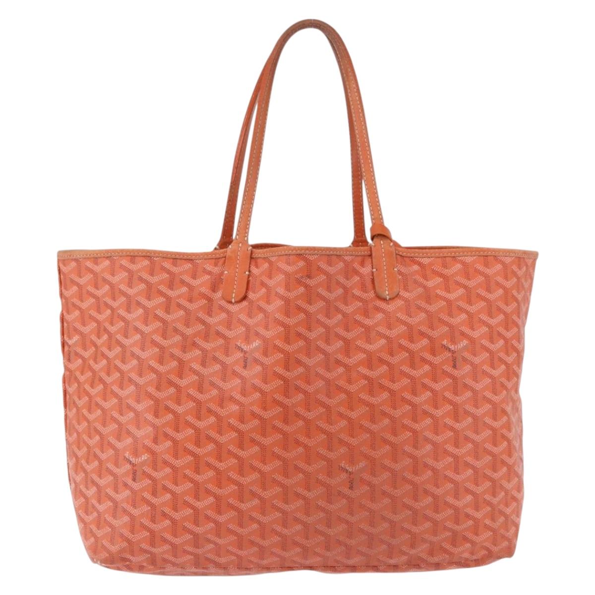 GOYARD Herringbone Saint Louis PM Tote Bag PVC Leather Orange Auth ep15698A