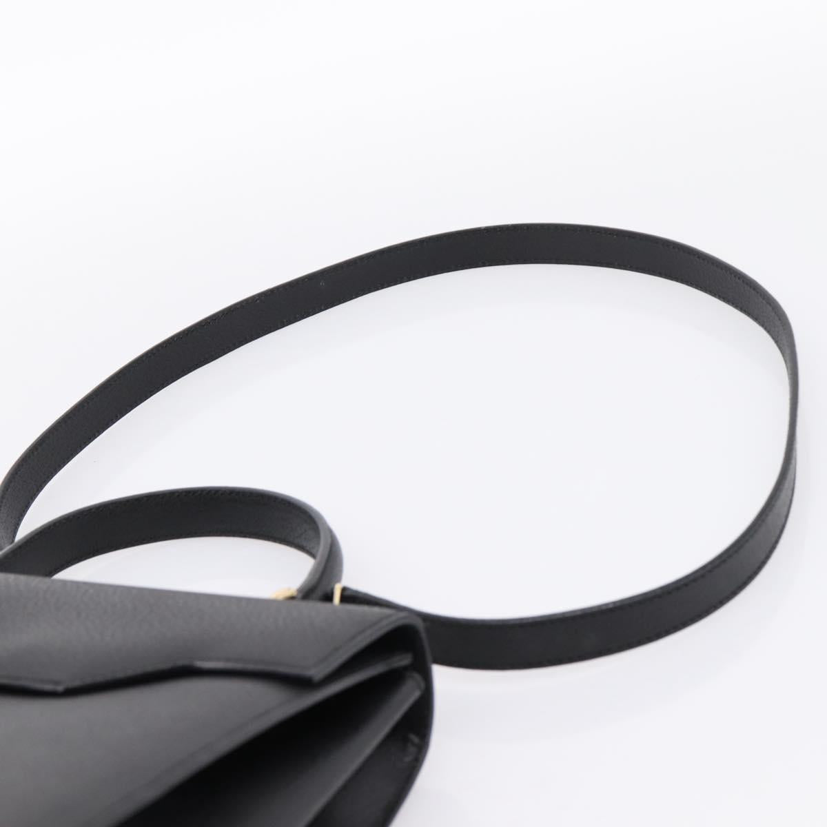GUCCI Hand Bag Leather 2way Black Gold Tone Auth ep15699V
