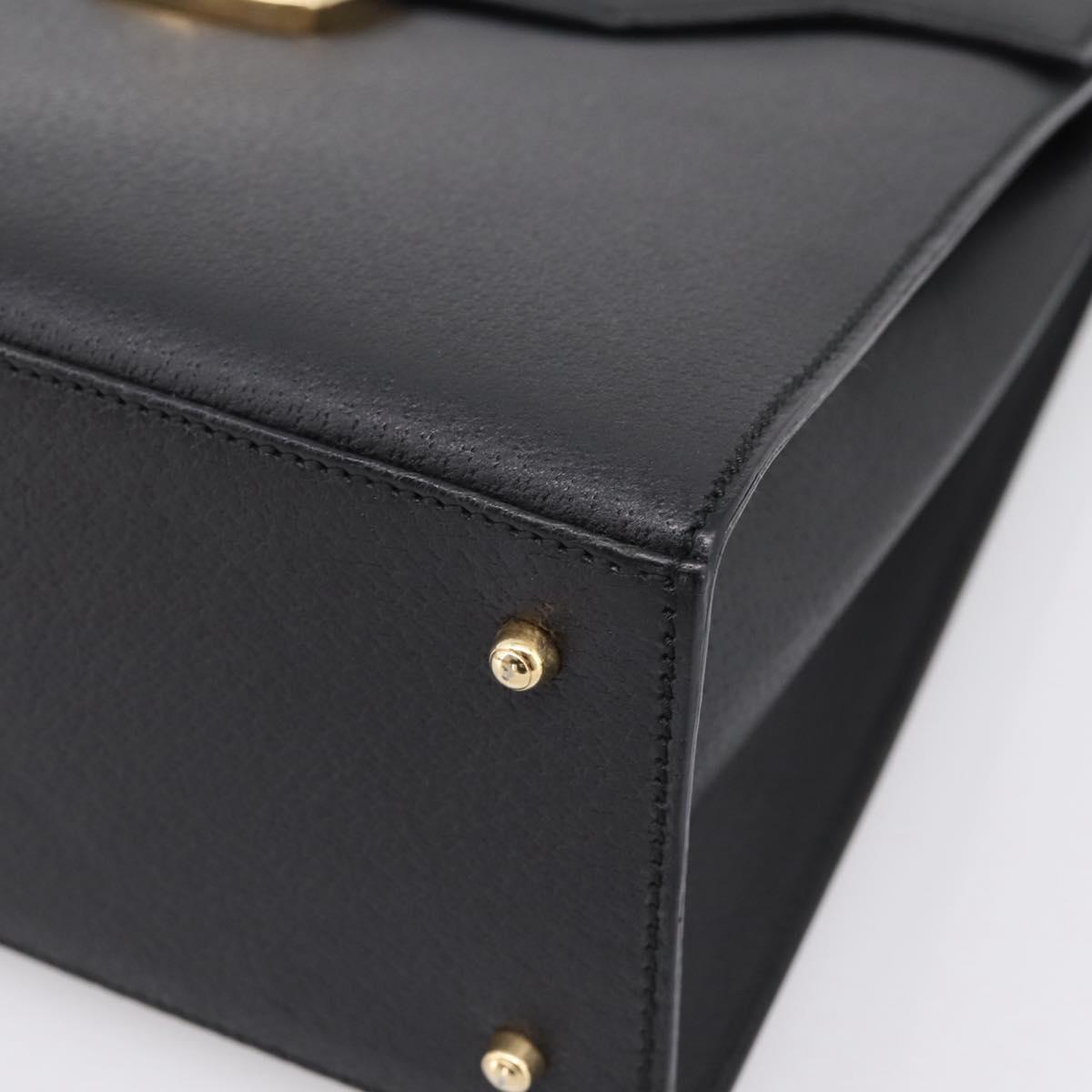 GUCCI Hand Bag Leather 2way Black Gold Tone Auth ep15699V