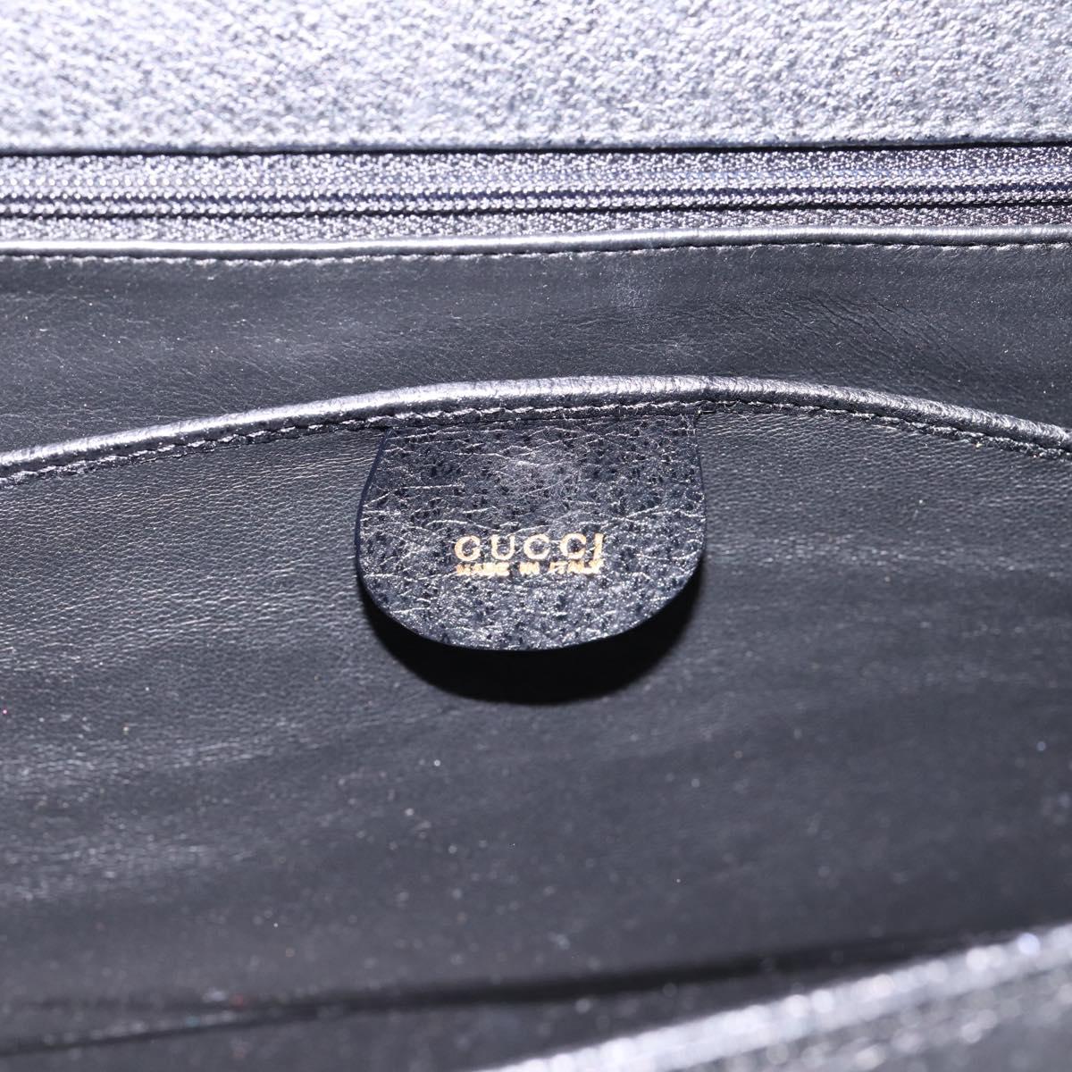 GUCCI Hand Bag Leather 2way Black Gold Tone Auth ep15699V