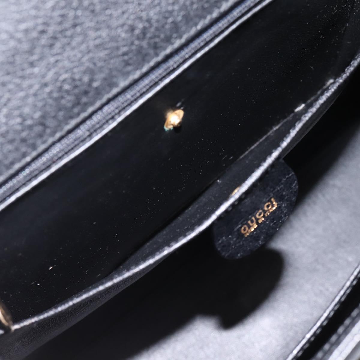 GUCCI Hand Bag Leather 2way Black Gold Tone Auth ep15699V