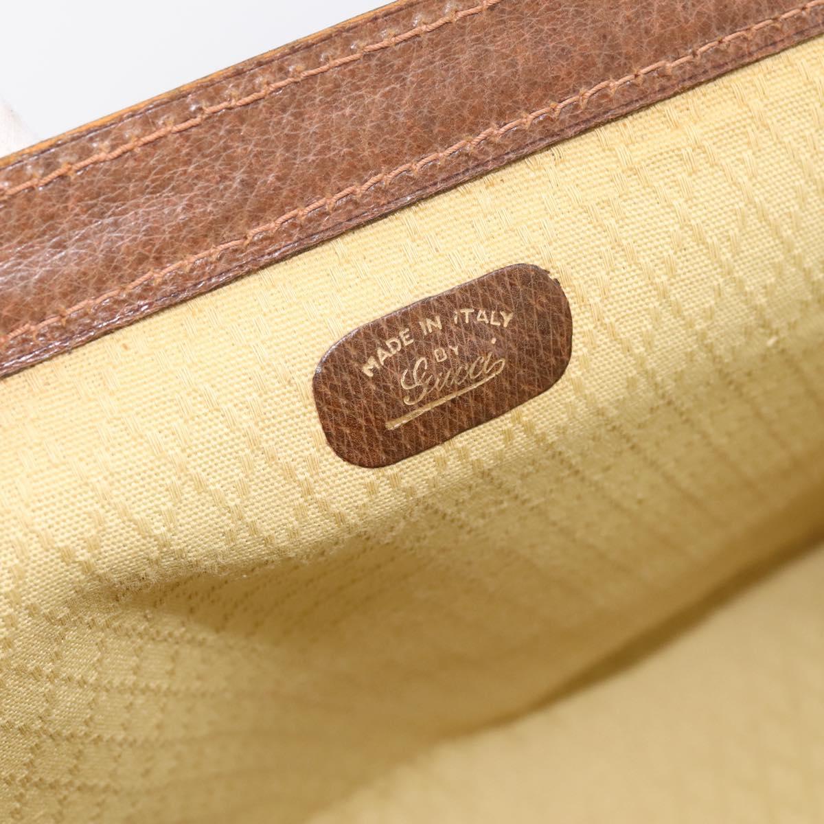 GUCCI Hand Bag Suede Brown Gold Tone Auth ep15706