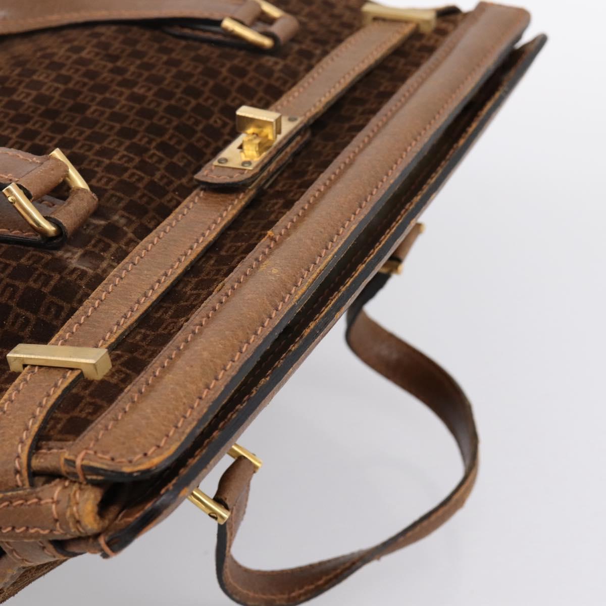 GUCCI Hand Bag Suede Brown Gold Tone Auth ep15706