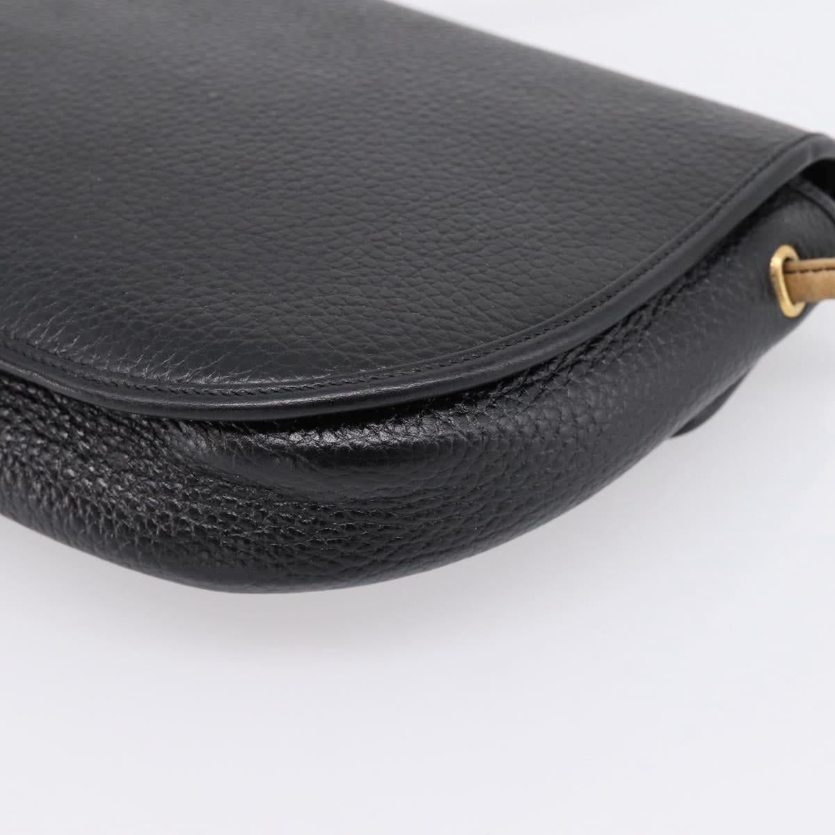 Christian Dior Shoulder Bag Leather Black Gold Tone Auth ep15708