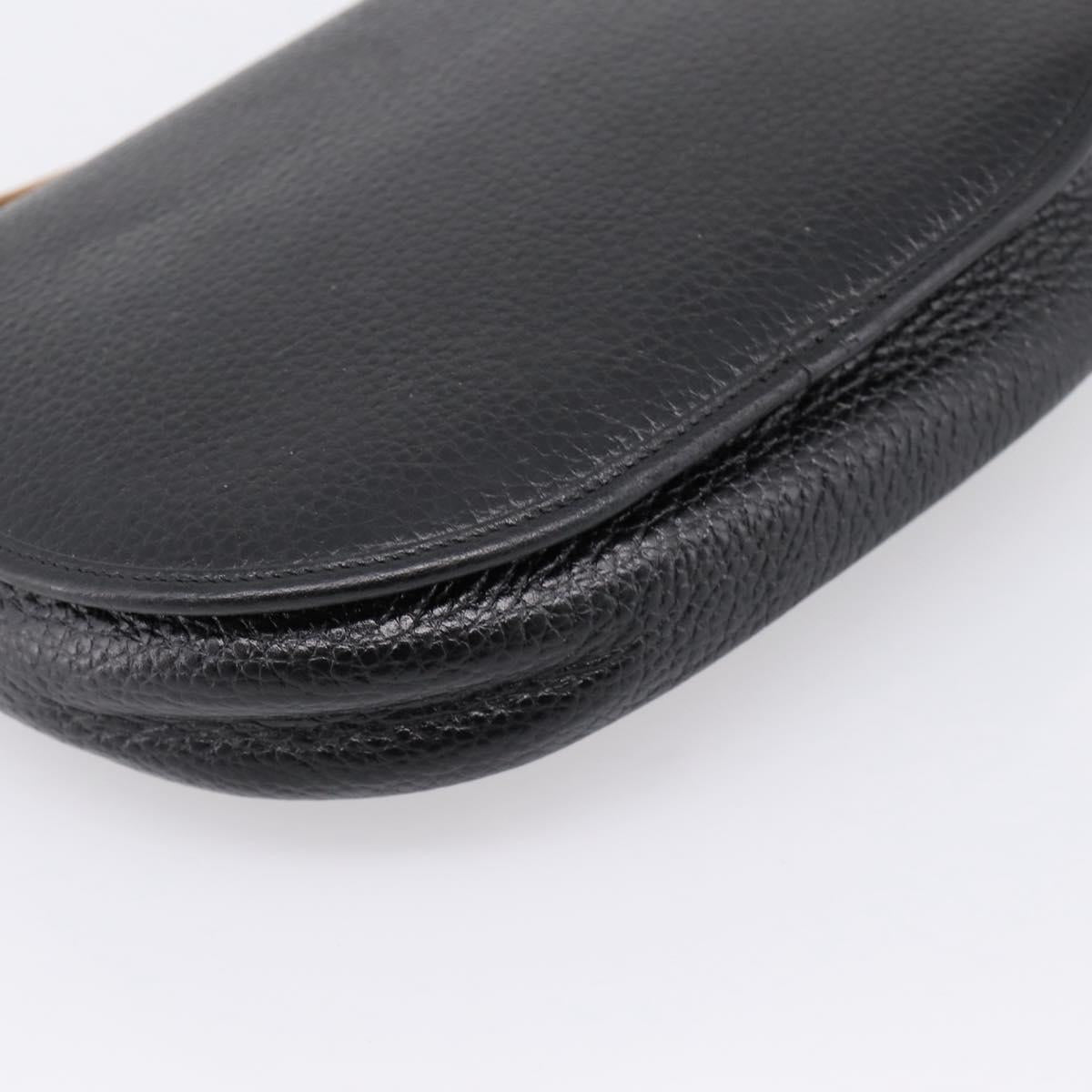 Christian Dior Shoulder Bag Leather Black Gold Tone Auth ep15708