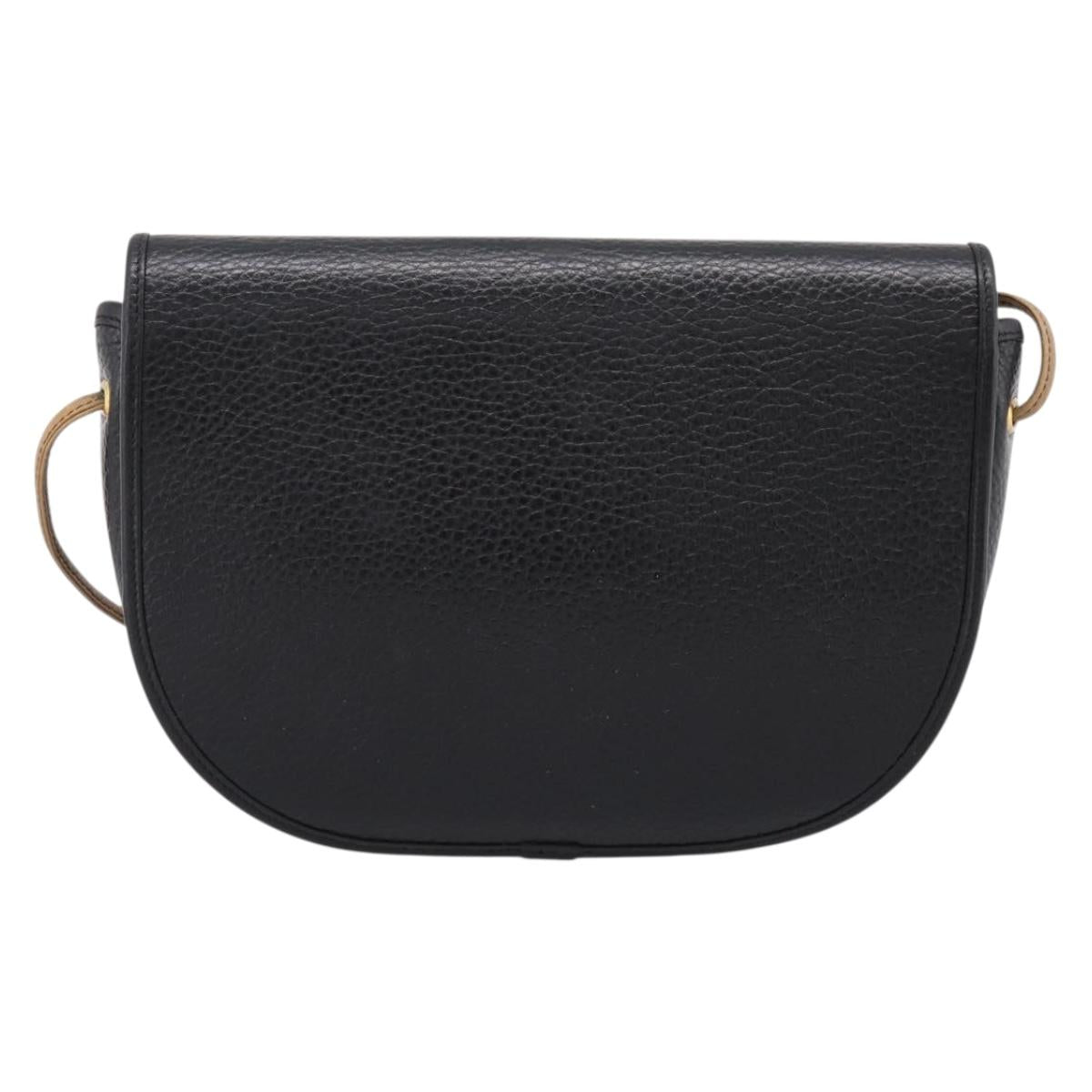 Christian Dior Shoulder Bag Leather Black Gold Tone Auth ep15708