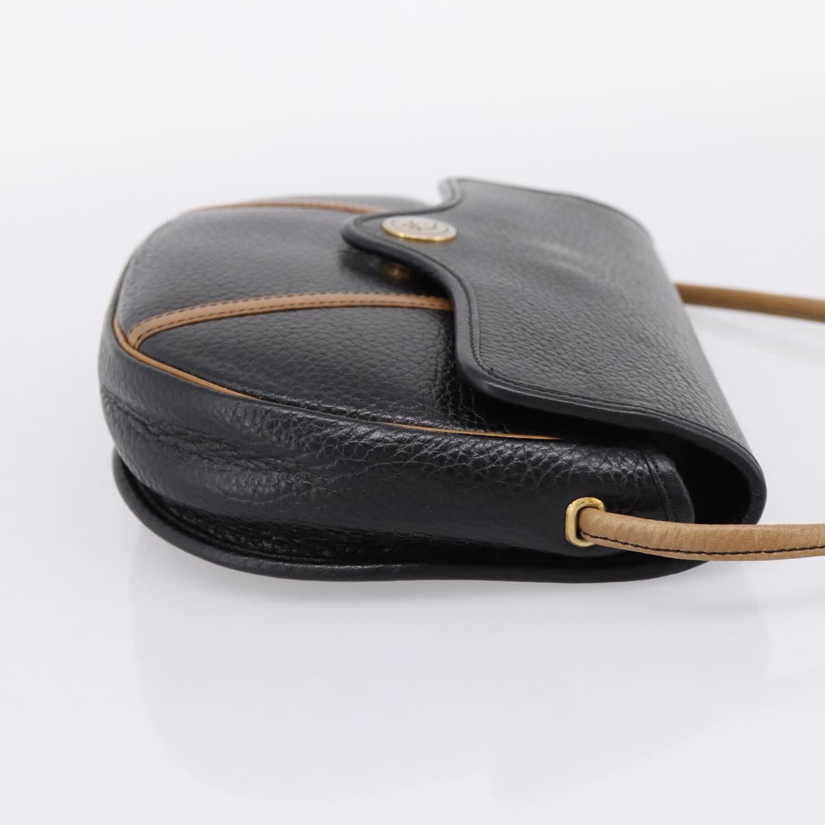 Christian Dior Shoulder Bag Leather Black Gold Tone Auth ep15708