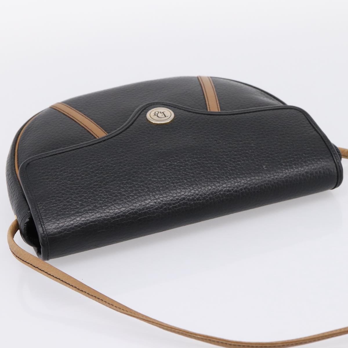 Christian Dior Shoulder Bag Leather Black Gold Tone Auth ep15708