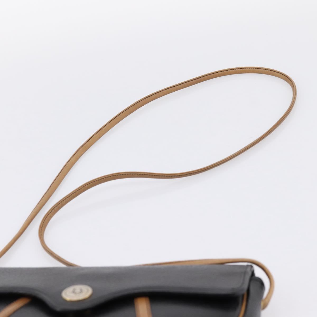 Christian Dior Shoulder Bag Leather Black Gold Tone Auth ep15708