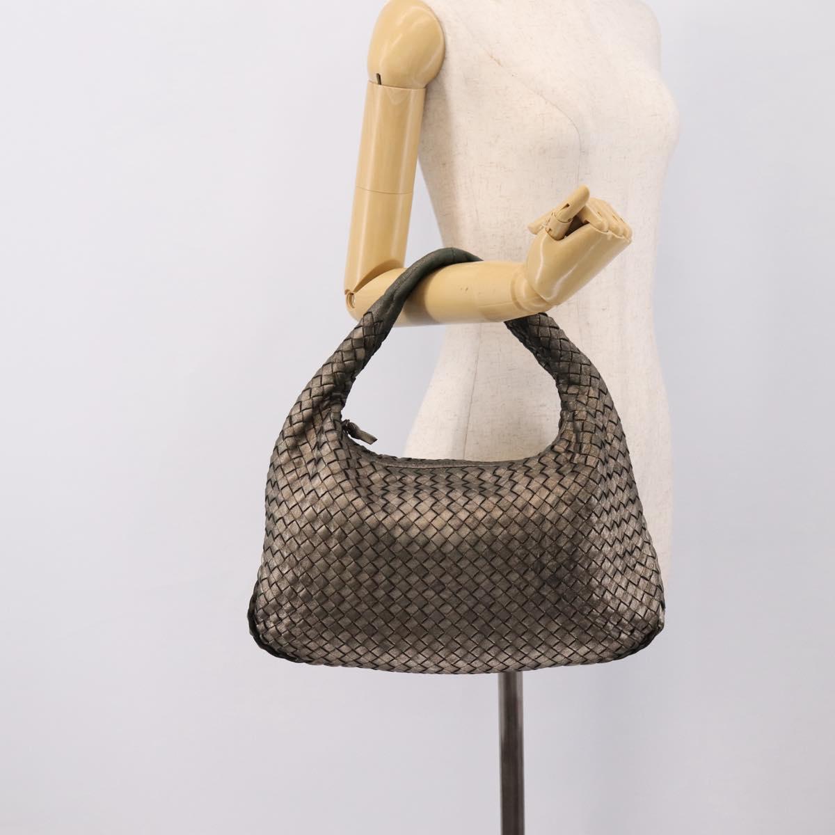 BOTTEGA VENETA INTRECCIATO Hobo Shoulder Bag Leather Gold 115653 Auth ep15710