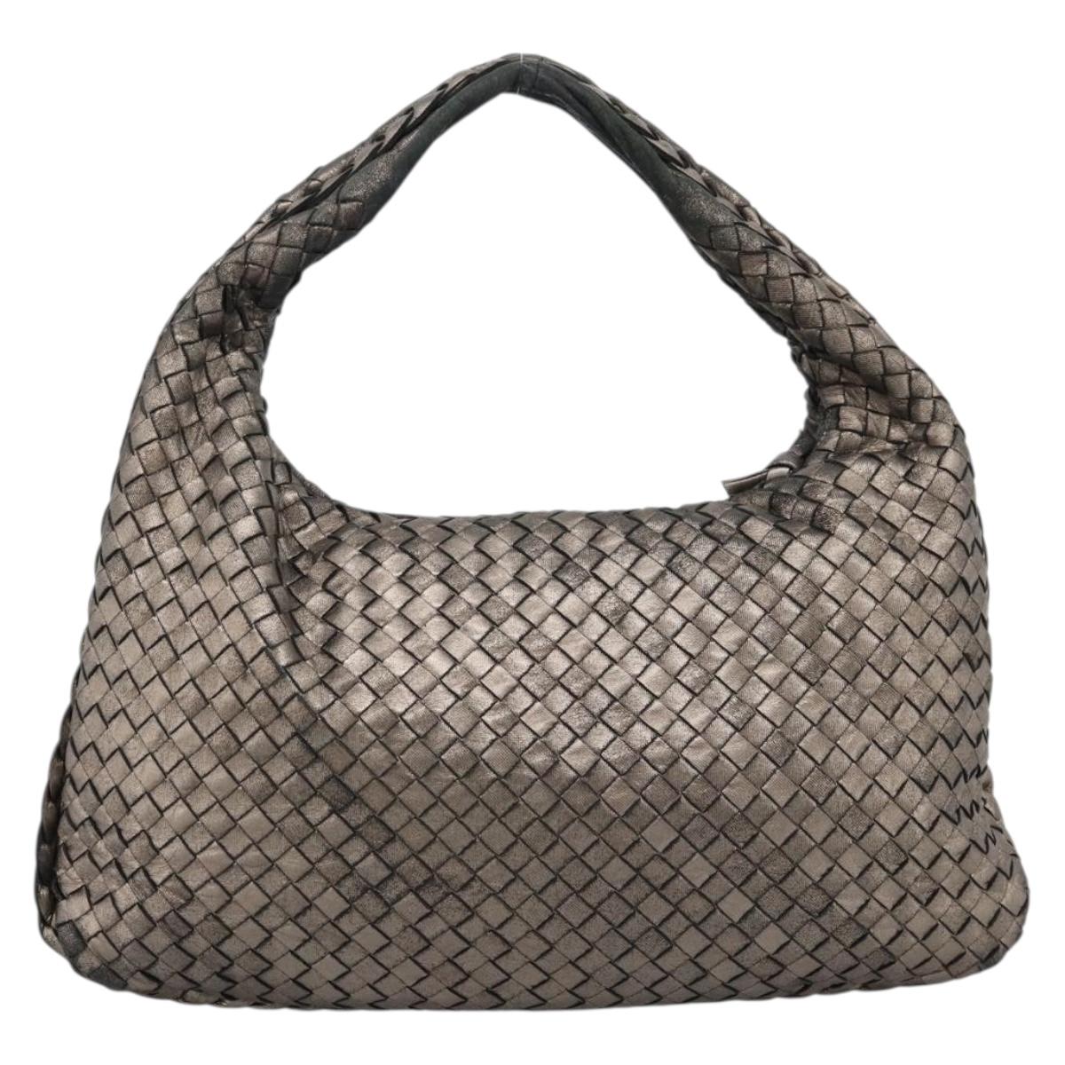 BOTTEGA VENETA INTRECCIATO Hobo Shoulder Bag Leather Gold 115653 Auth ep15710