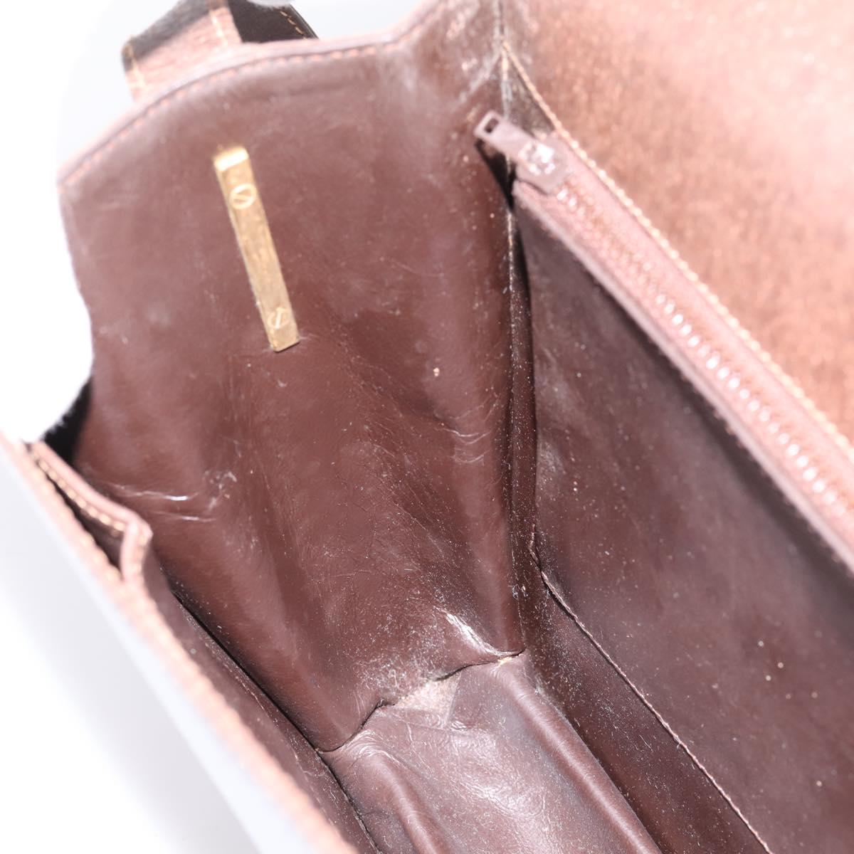 GUCCI Web Sherry Line Shoulder Bag Leather Brown Gold Tone Auth ep15712
