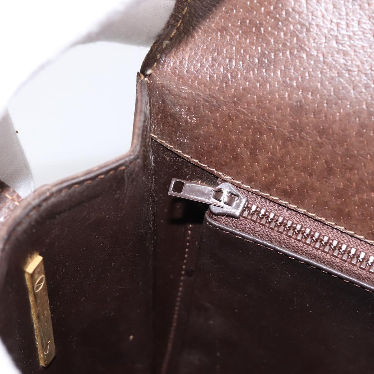 GUCCI Web Sherry Line Shoulder Bag Leather Brown Gold Tone Auth ep15712