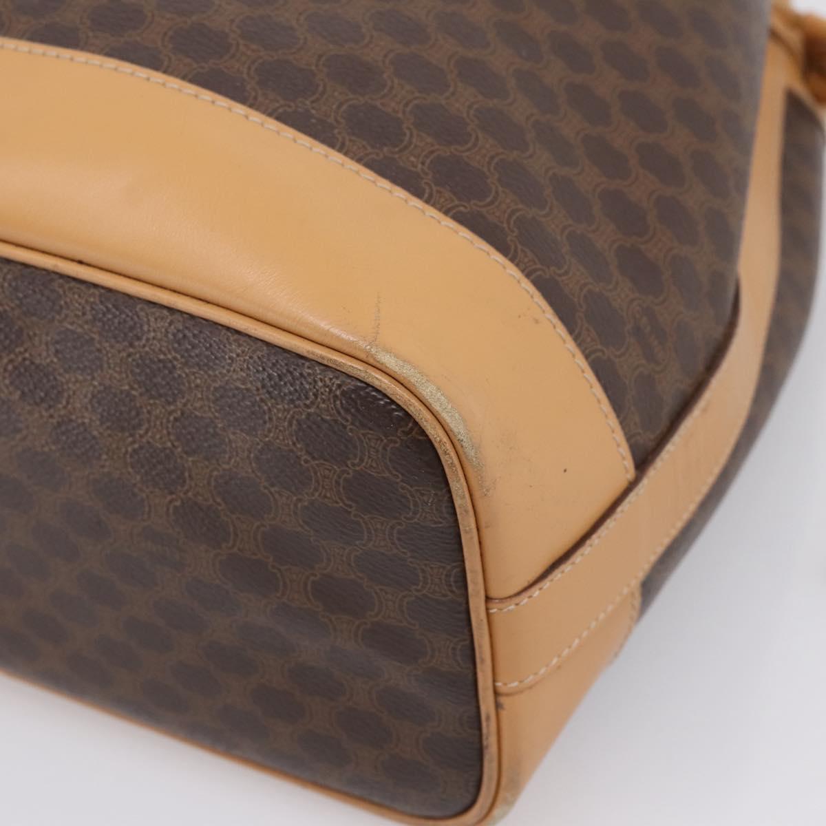 CELINE Macadam Shoulder Bag PVC Leather Brown Gold Tone Auth ep15713A
