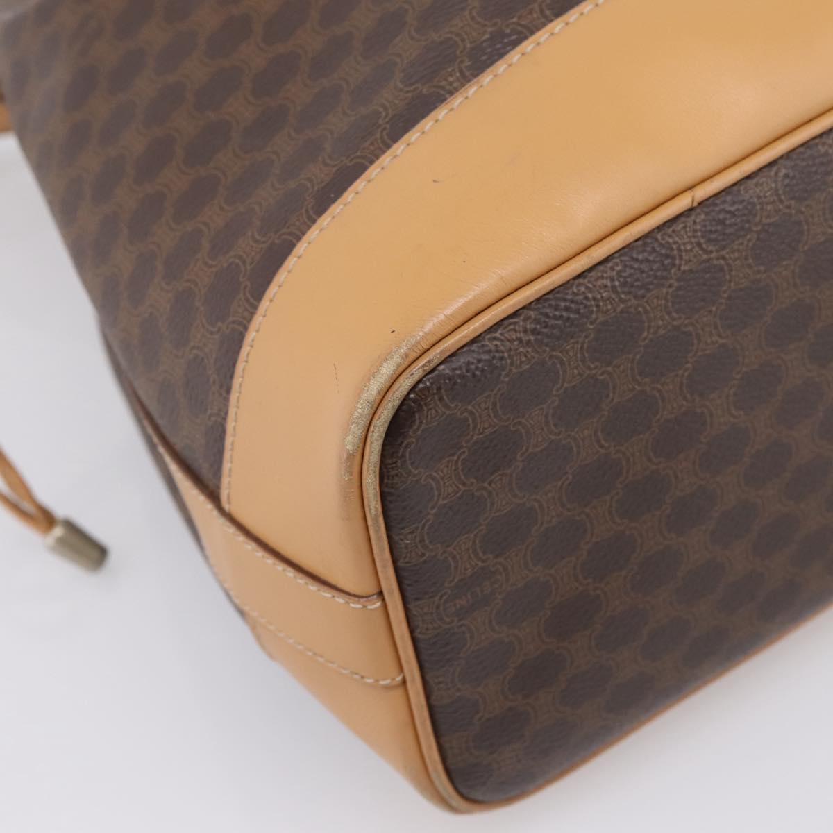 CELINE Macadam Shoulder Bag PVC Leather Brown Gold Tone Auth ep15713A