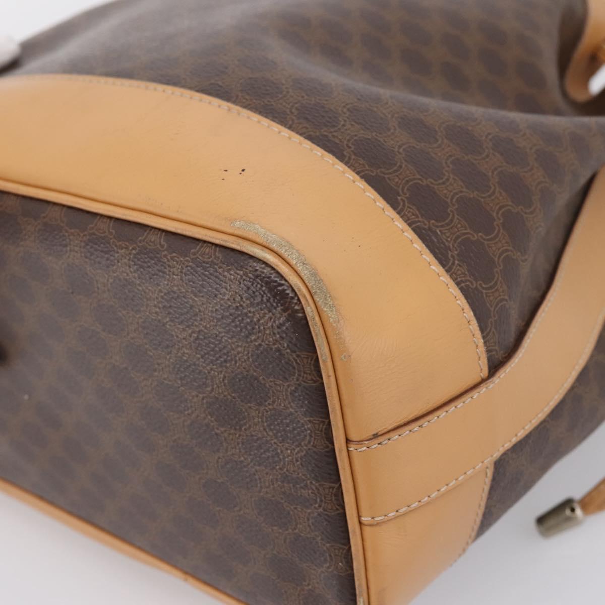 CELINE Macadam Shoulder Bag PVC Leather Brown Gold Tone Auth ep15713A